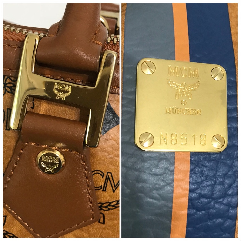 MCM Brown and Blue Satchel - Picture 7 of 8